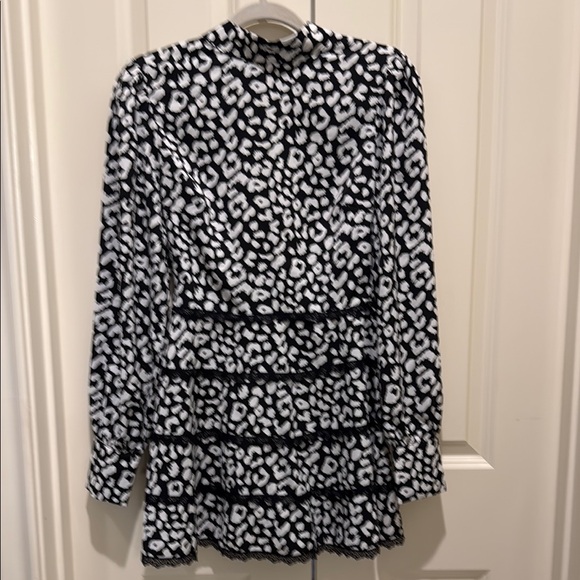 Eilly Bazar Black and White Leopard Patterned Mini Dress - Picture 1 of 4